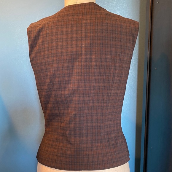 Vintage Esprit De Corp Brown Plaid Vest - Picture 3 of 5